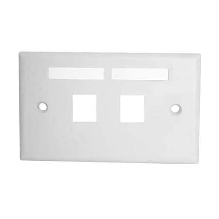Keystone Wall Plate W/ Icon Slots & Tabs, White - 2 Port, Horizontal